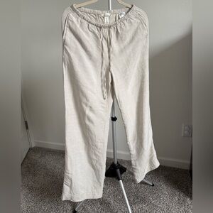 H&M Cream Wide-Leg Trousers